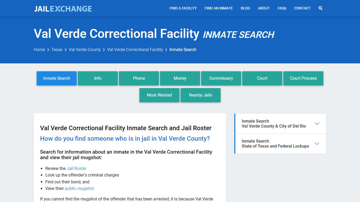 Val Verde Correctional Facility Inmate Search - Jail Exchange